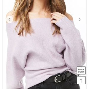 Lavender Off the Shoulder Knit Sweater
